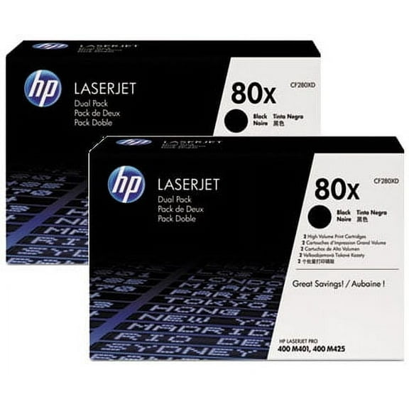 HP 80X (CF280X) Black High Yield Original Toner Cartridge 2 Pack