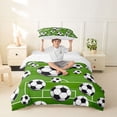 thumbnail image 2 of Meiyoeat Sporty Soccer Ball Pattern Twin Duvet Cover for Teens, Playful Football Field Print Twin Bedding for Bedroom, Green Black White,2pcs,No Comforter, 2 of 6