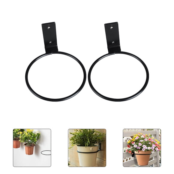 SHOWERORO 2Ud Soporte De Pared Para Plantas En Hierro Negro Con Artesanía Duradera Y