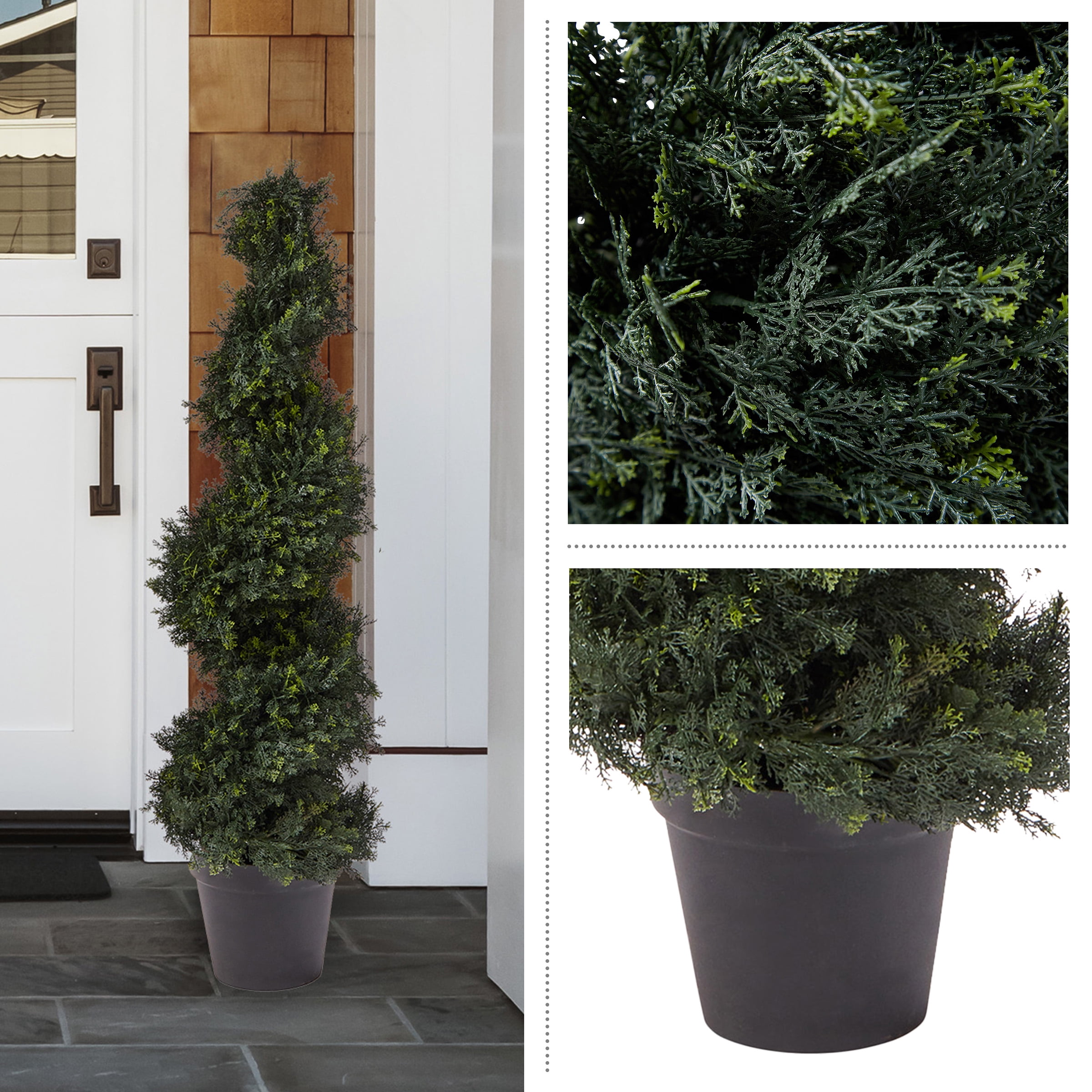 Pure Garden Set of Two 4FT Indoor/Outdoor Spiral Cypress Artificial Trees