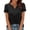 Black A, variant on Enjoytime Women's Tops Solid Color Lace Patchwork V Neck Short Sleeve Blouses Summer Vacation Casual Shirts