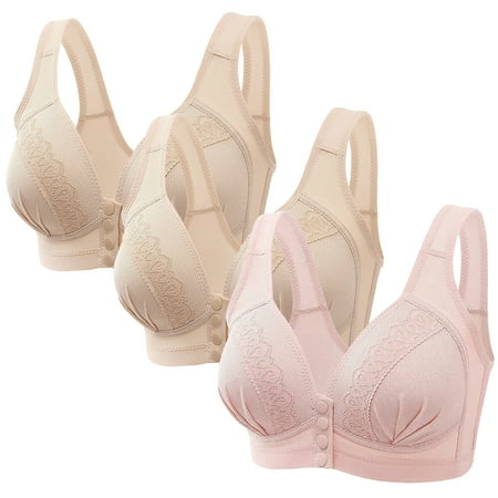 Black of Friday Deal Clearance Staron 3PC Everyday Bras Women Wireless Front Closure Bra Stretch No Underwire Bra Comfortable Daily Underwear Bras Everyday Bra