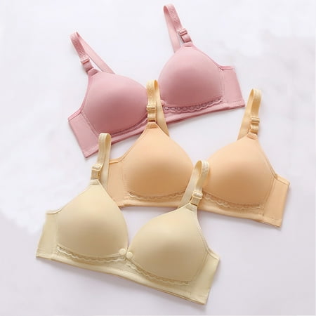 CFLVAEK Nursing Bra for Women Button Front Closure Maternity Bras Seamless Push Up Bralette Full Coverage Bras Ultra Comfort Wireless Pregnancy Sleep Bra Beige S