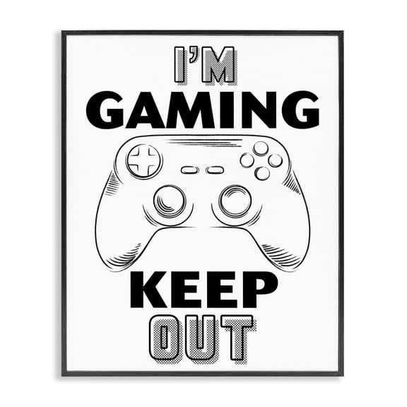 Stupell Industries Gaming Keep Out Black Framed Giclee Art, design by Marcus Prime