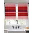 thumbnail image 3 of Red Striped Semi Sheer Curtains 54 Inch Length 2 Panels Set, Modern Minimalist Gradient Lines Country Sheer Kitchen Curtain Privacy Voile Window Curtain for Living Room Bedroom Rod Pocket Drapes, 3 of 7