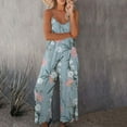 thumbnail image 2 of Summer Saving Wycnly Rompers for Women Summer Beach Fashion Loose Wide Leg Strap Jumpsuits with Pocket Crewneck Sleeveless Formal Marbled Print Maxi Womens Jumpsuits on, 2 of 7