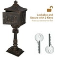 thumbnail image 3 of Elleree Cast Aluminum Mailbox with Post Large Antique Bronze Aluminium Locking Pedestal Mailboxes, Fade Proof, 3 of 9