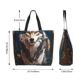 thumbnail image 5 of Yiaed Oil Painting Tribal Wolf Print Handbag for Women Tote Purse Shoulder Bag Large Fashion Hobo Purse Handbag Shopping Tote, 5 of 5