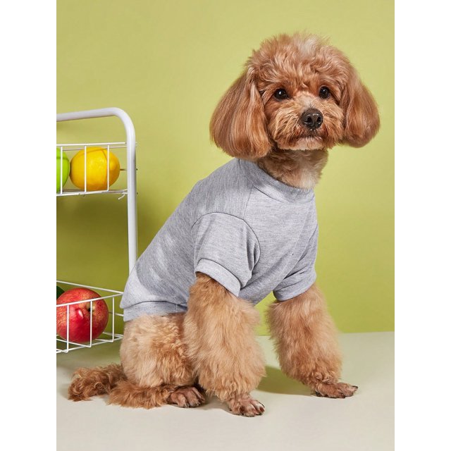 1pc New White Solid Color Short Sleeve Comfortable Breathable Pet T-shirt For Small Dogs And Cats Round Neck Clothes