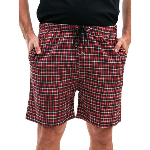 TruFit Mens Woven Plaid Pajama Sleep Shorts With Pockets, 9002JS