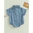 thumbnail image 2 of nvzhuang Infant Boys Girls Denim Romper Short Sleeve Baby Jumpsuits Summer Buttons Casual Bodysuits, 2 of 8