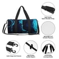 thumbnail image 6 of Xecao Blue Marble And Gold print Round Travel Duffel Bag is a foldable gym bag with an inner pocket, perfect for travel sports, 6 of 8