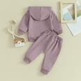 thumbnail image 3 of Bagilaanoe 2PCS Toddler Baby Girl Boy Pants Set Long Sleeve Hooded Sweatshirt Tops + Drawstring Sweatpants 6M 12M 18M 24M 3T Kids Casual Sweatsuits, 3 of 8