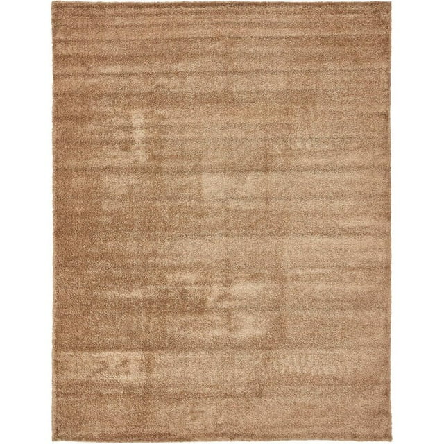 Unique Loom Solo Solid Plush Kids Modern Rug 10' x 13' Rectangle Light Brown