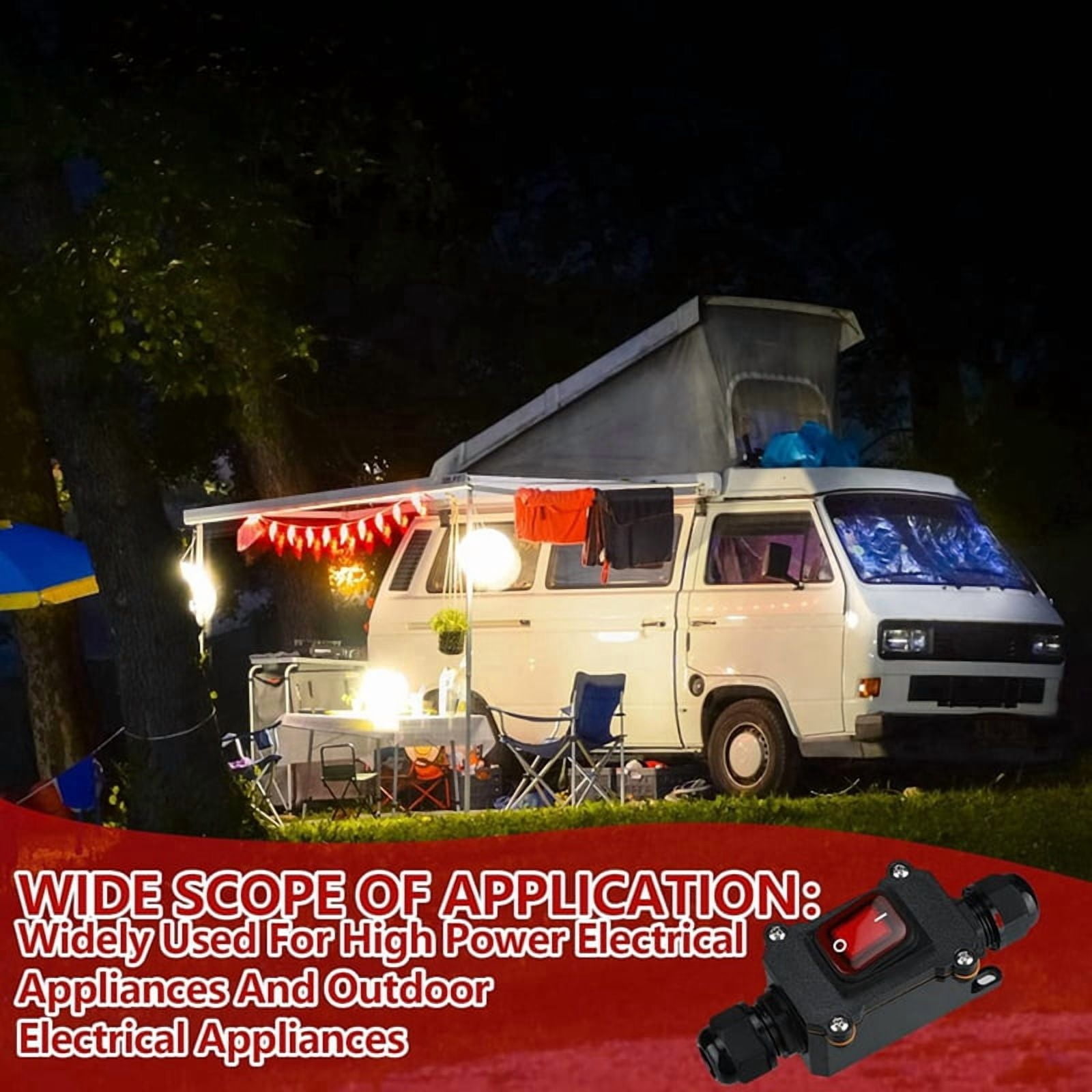 4 Pcs 12V Inline Switch Waterproof Inline Cord Switch Waterproof Toggle Switch with Red Light Rocker Button