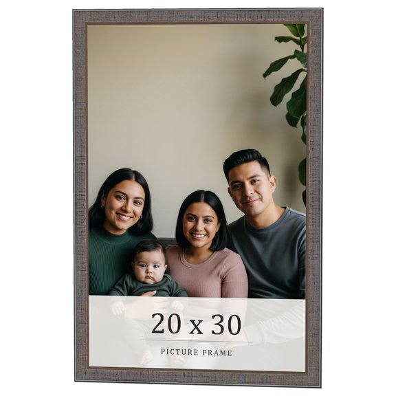 20x30 Frame Blue Kingsley Pewter Solid Wood Picture Frame Width 0.75 Inches |Interior Depth 0.5