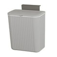 thumbnail image 2 of Cubo de basura colgante para cocina, contenedor de basura, ahorro de espacio, soporte fácil de instalar, bote de basura de plástico para puerta de arm Gris 9L Macarena Cubo de basura de cocina, 2 of 8