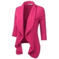 thumbnail image 2 of Doublju Women's Lightweight Thin 3/4 Sleeve Open Front Blazer with Plus Size, 2 of 4