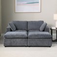 thumbnail image 2 of 68.5" Loveseat Sofa with 2 Ottoman, Modular Sofa Sleeper Couch Set Upholstered Couch for Living Room Apartment Small Space, Chenille  Grey, 2 of 7