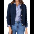 thumbnail image 1 of Cárdigan de Punto para Mujer, Informal, de Larga, con Botones, Abierto, Moderno, para Exteriores Azul Marino M, 1 of 10
