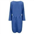 thumbnail image 3 of QIPOPIQ Robes pour Femmes Robe Midi à Étages Manches Courtes Robes Décontractées Coton Lin Robe d'Été Ample Col Rond Robe Unie Offres 2023, 3 of 5