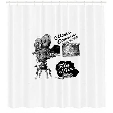 Movie Theater Shower Curtain Antique Movie Camera Hand Drawn