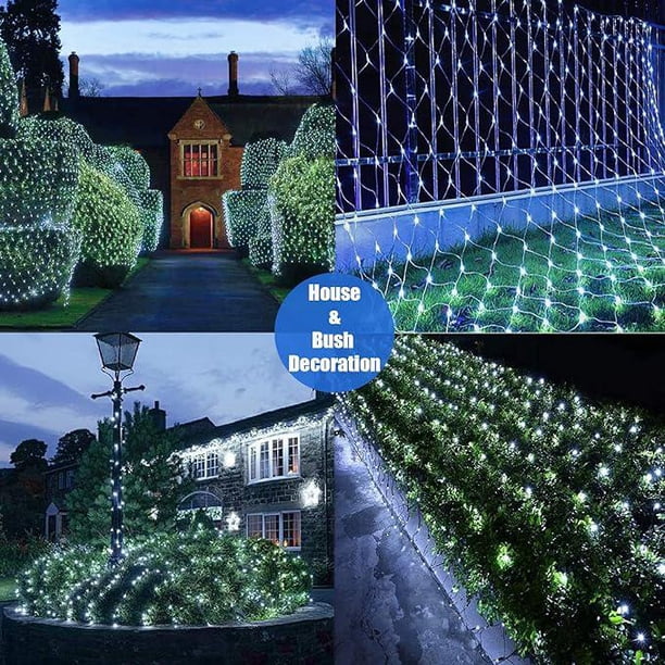 Cortina De Luces 600 LED 6M X 3M Con Enchufe, Temporizador - Blanco