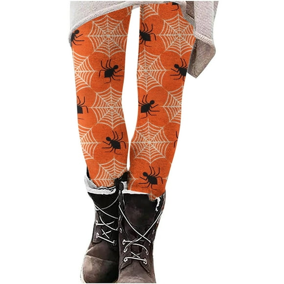 DDAPJ pyju 2023 Clearance Women Halloween Print Leggings,Casual Spider Web Print Trousers Lightweight Buttery Soft Workout Gym Pants High Waisted Stretchy Yoga Tights