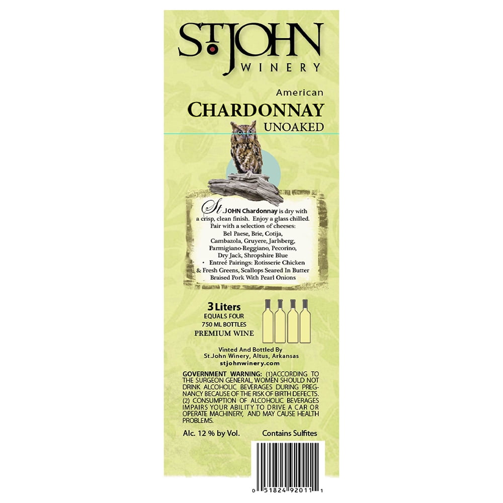 St John Chardonnay, 3 L