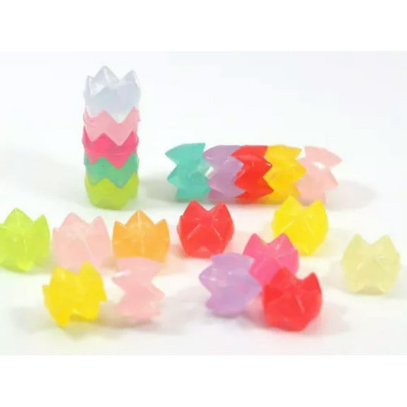 U8MO 200pcs Mixed Jelly Color Acrylic Various Shape Flower Spacer Beads Kids Crafts-Wheel Gear 9mm