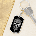 thumbnail image 6 of Calavera Mexican Sugar Skull 84 Stainless Steel or 18k Gold Premium Swivel Dog Tag Keychain, 6 of 16