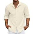 thumbnail image 2 of Yuyuzo Mens Shirts Long Sleeve Button down Open Front Lapel V Neck Blouse Solid Color Business Casual Fall Tops, 2 of 6