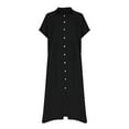thumbnail image 4 of Qulqfy Black Dresses for Women Tshirt Midi Short Sleeve Going Out Casual Plus Size Striped Collared Dresses Winter Dresses for Women 2025 L, 4 of 6