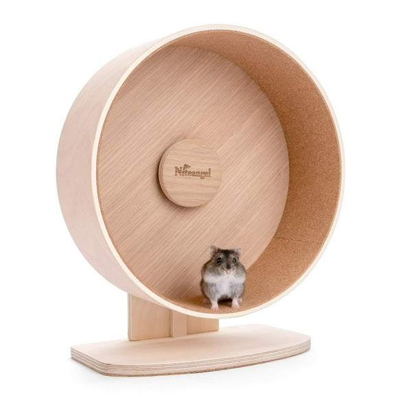 Niteangel Wooden Hamster Exercise Wheel: - Silent Hamster Running Wheel for Hamsters Gerbil Mice and Other Similar-Sized Small Pets (Medium)