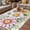 White Light Yellow, variant on Vintage Daisy Floral Outdoor Rug for Patio/Deck, Non-Slip Large Area Rug 6 x 9 Ft, Spring Flowers Botanical Leaves Checkered Wooden Indoor Outdoor Rugs Washable Area Rugs, Camping Rug Carpet Runner
