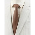 thumbnail image 2 of 1pc Men's Fashionable Suit Fabric Diagonal Striped Checkered Brown Necktie For Business Style, 2 of 5