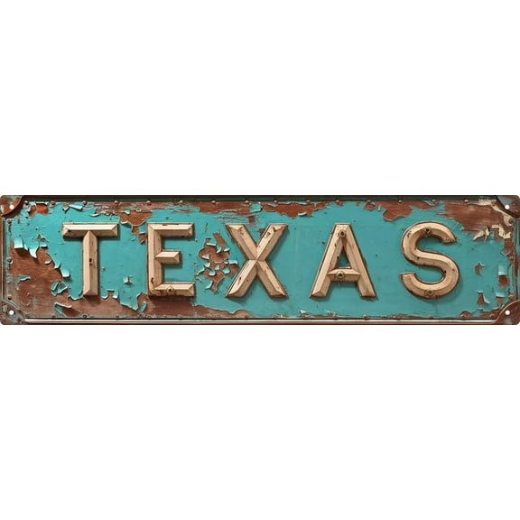 Rustic Texas Metal Tin Sign 4x16 in Vintage Wall Art with for Home Door Garden Man Cave Club and Farmhouse Decor