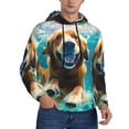 thumbnail image 2 of Lsque Dog Underwater Adventure Pattern Casual Men's Hoodie,Hooded Sweatshirt with Kangaroo Pocket,Pullover Hoodie-Small, 2 of 7