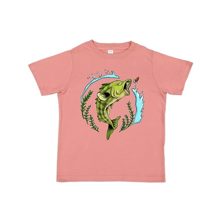 

Inktastic Leaping Bass Fish- Fishing Illustration Gift Toddler Boy or Toddler Girl T-Shirt
