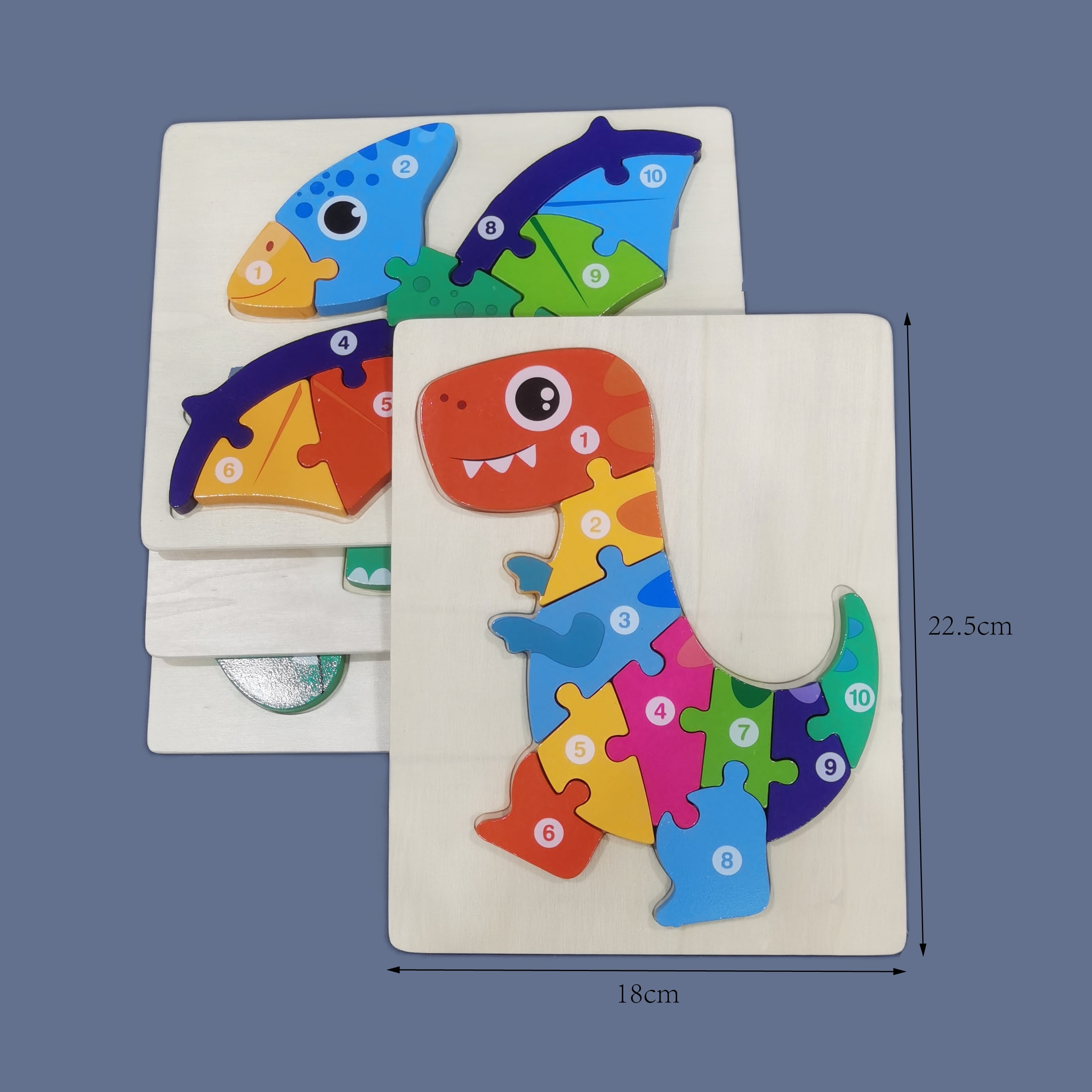 BEACENOV Toddler Puzzles,Set of 4,Large Wooden Dinosaurs Jigsaw Puzzle Toys for 2 3 4 5 Year Old Baby Boys Girls Gift,Montessori Preschool Learning Educational Toy [ Color & Shape Cognitive Skill ]