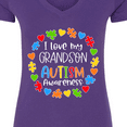 thumbnail image 4 of Inktastic I Love My Grandson Autism Awareness Women's V-Neck T-Shirt, 4 of 5