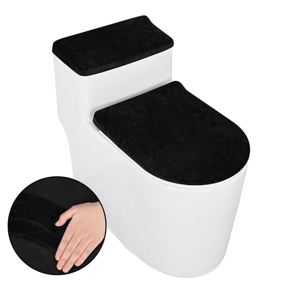 Tripumer 2 Pcs Toilet Lid Cover and Toilet Tank Lid Cover Tank Cover Sets for Bathroom Stain Resistant Dust Cover Black