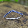 thumbnail image 2 of AFFY Round Cut Blue Sapphire Chevron Band Ring in 14k White Gold Over Sterling Silver (0.36 Cttw) Size Ring - 11.5, 2 of 5