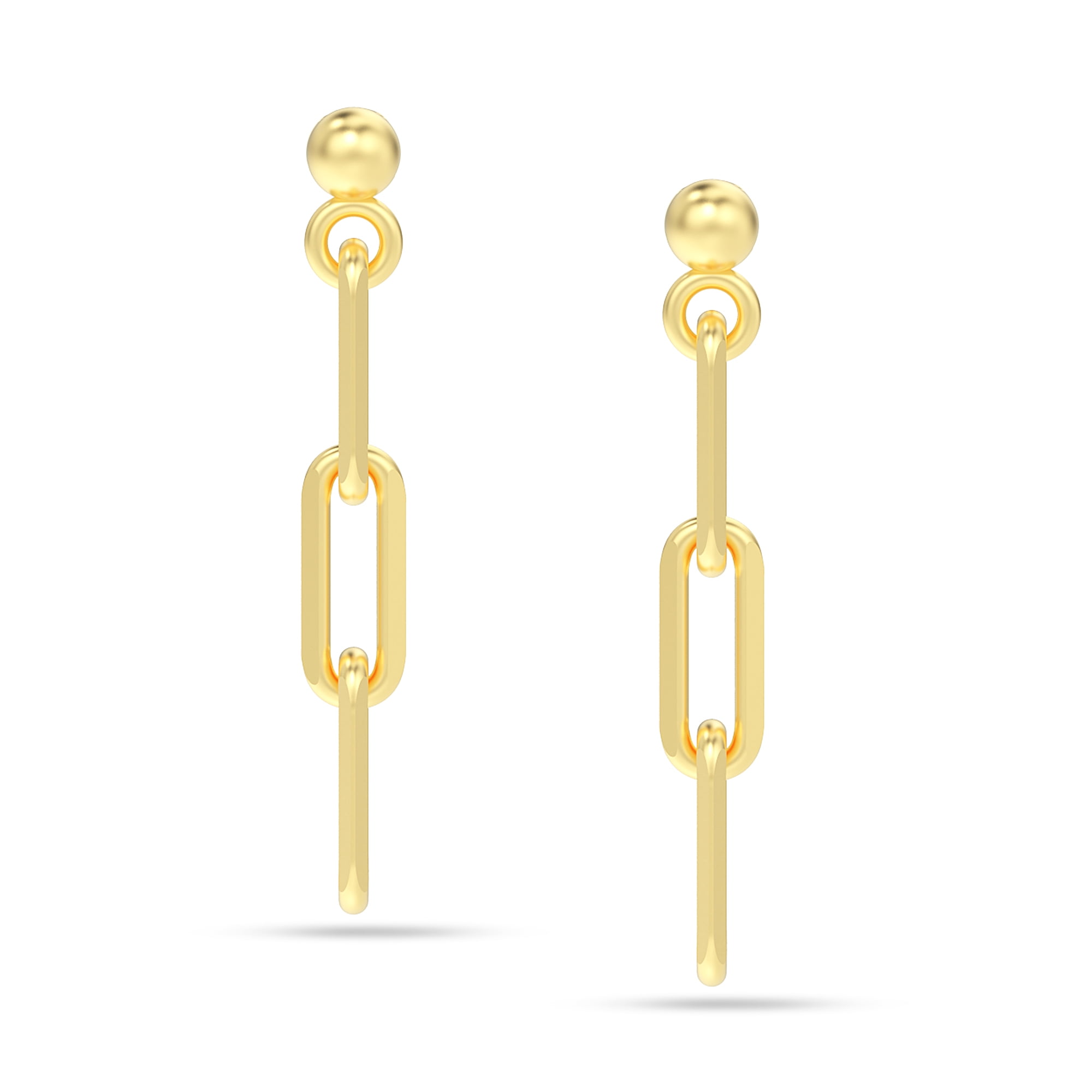 LeCalla 925 Sterling Silver Gold-Plated Hypoallergenic Light-Weight Italian Paperclip Link-Chain Earrings for Women and Teen 30MM