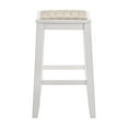 thumbnail image 4 of Iyani Coastal Modern Wood Counter Height Kitchen Bar Stool in White Finish with Dune Cloud Fabric Upholstered Seat - Set of 2, 4 of 5