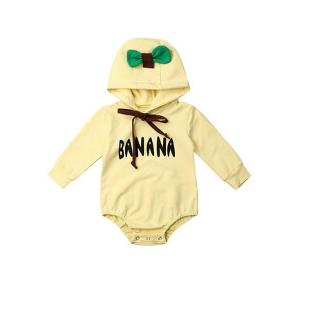 

Infant Baby Boy Girl Long Sleeve Romper Banana Costume Hoodie One-Piece Sweatshirt with Bowknot