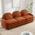 thumbnail image 3 of HUTWIFE 98.2" 3-Seater Teddy Velvet Couch, Orange Modular Sofa with Curved Back & Lumbar Pillows, 3 of 9