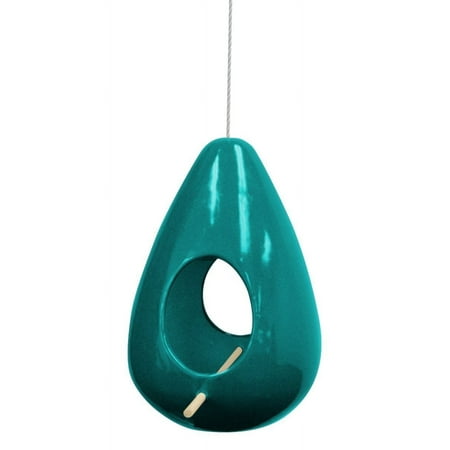 Alpine Corporation 10-Inch Ceramic Hanging Teardrop Birdhouse, Turquoise