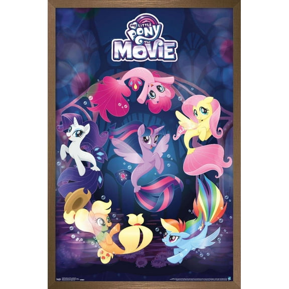 Hasbro My Little Pony Movie - Underwater Wall Poster, 14.725" x 22.375", Framed