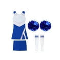 thumbnail image 3 of Sywiyi Ensemble de Danse Cheerleading pour Filles, Robe de Tennis Golf avec Shorts 2 Pcs Fleurs Rayées Bleu Royal 8, 3 of 5